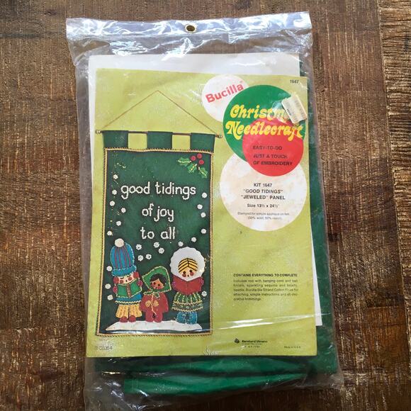 Bucilla Christmas Needlework 1647 Good Tidings Jeweled Panel Vintage SEALED NEW - Picture 1 of 4